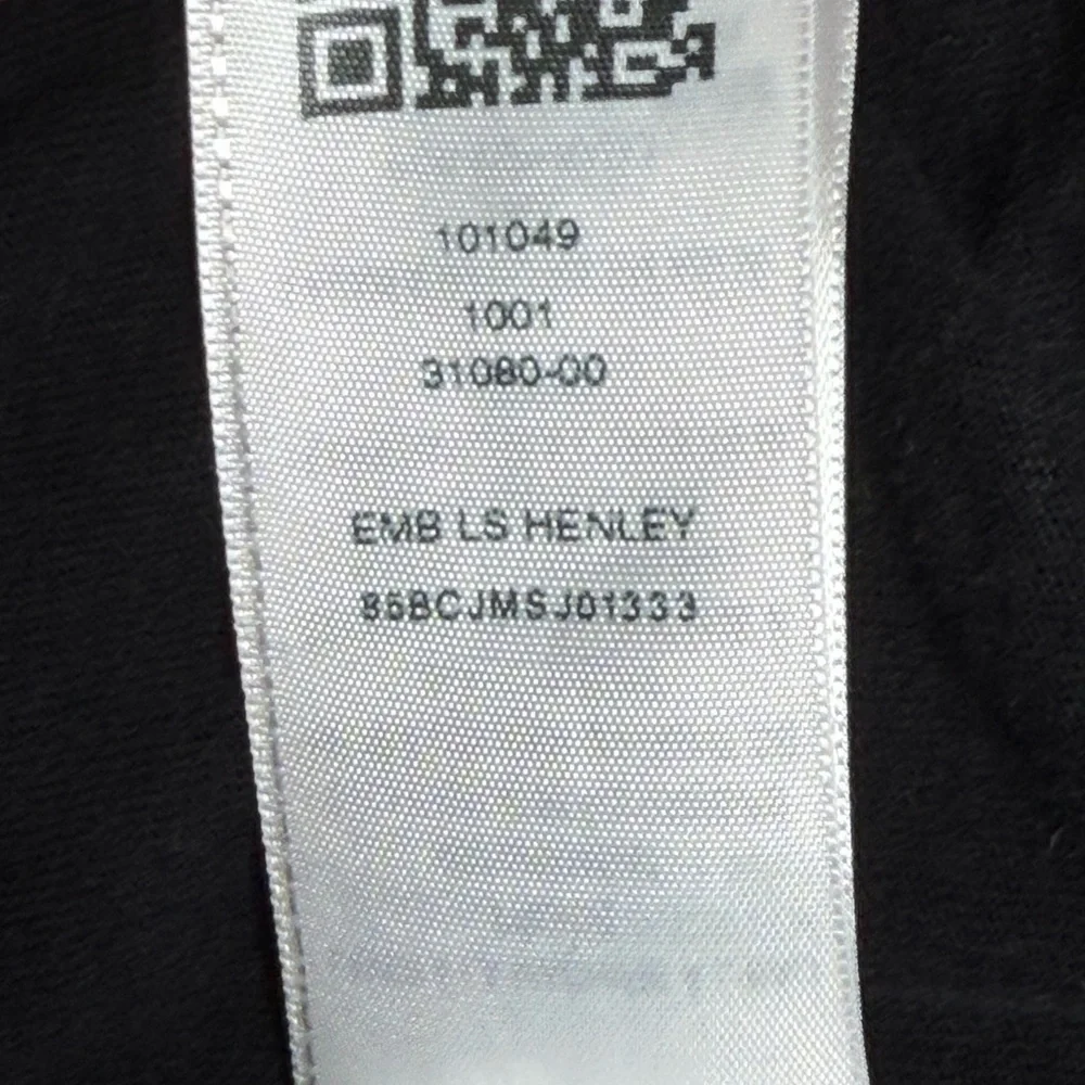 True Religion Men’s Long Sleeve Henley Shirt Black Horseshoe Logo Y2K L
